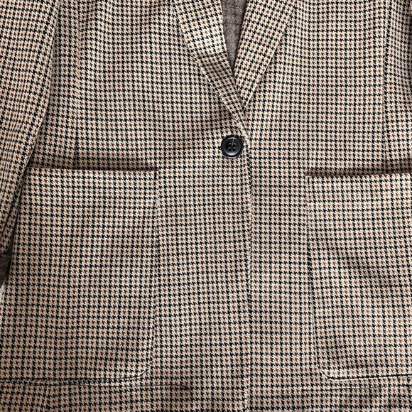 H&M Women’s Brown Plaid Blazer Button Pockets, Size 2, - Picture 6 of 13